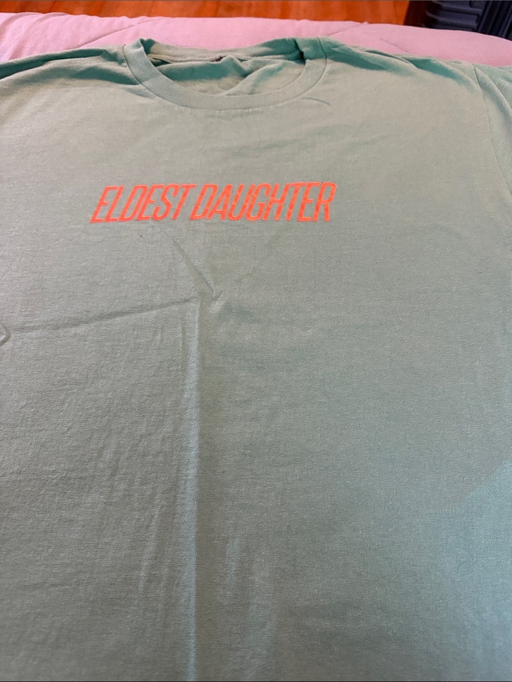 Taylor Swift Eldest Daughter Mint Green Tee with Coral Logo